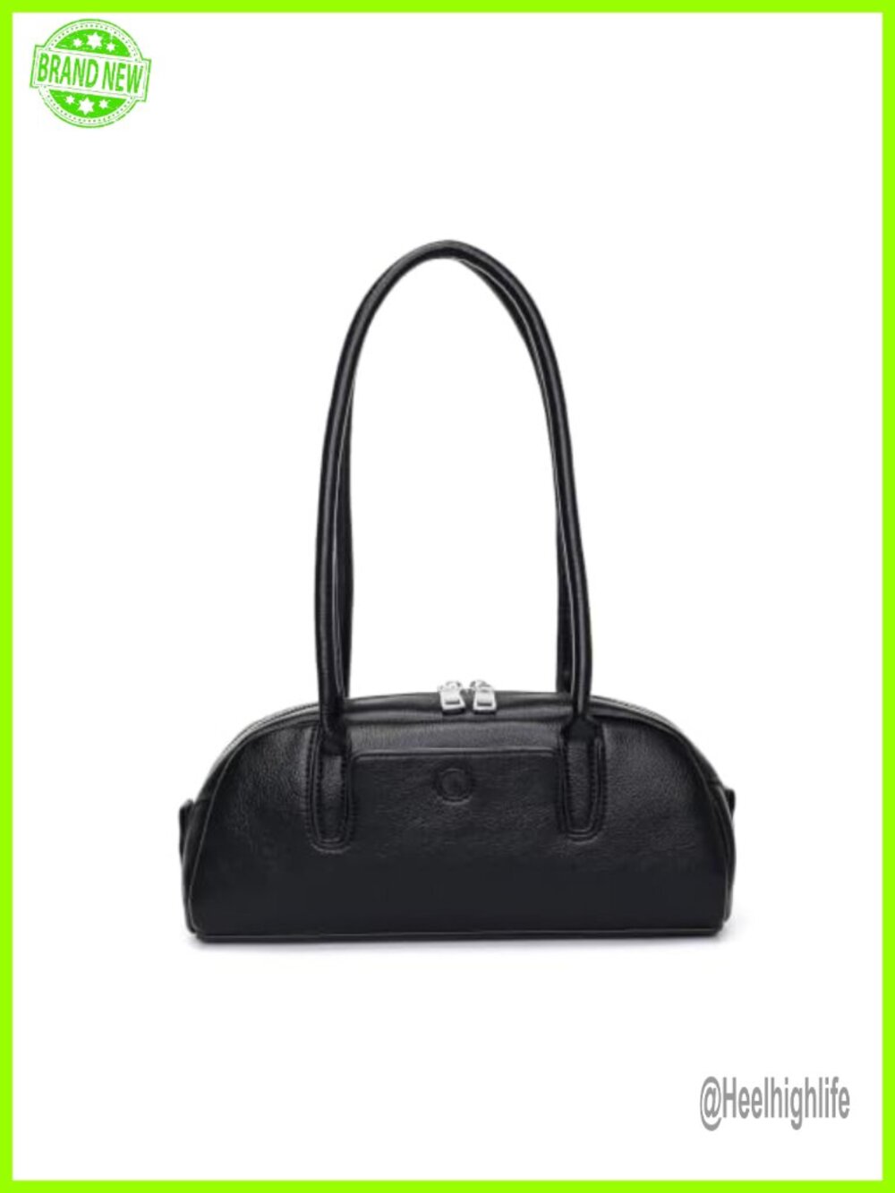 Small PU Vegan Leather Swing Zip Shoulder Bag Baguette Purse